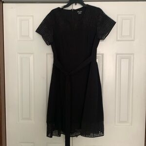 City Chic Dress Womens Small/16 Black Lace Yoke and Hem Fit Flare Short Sleeve.